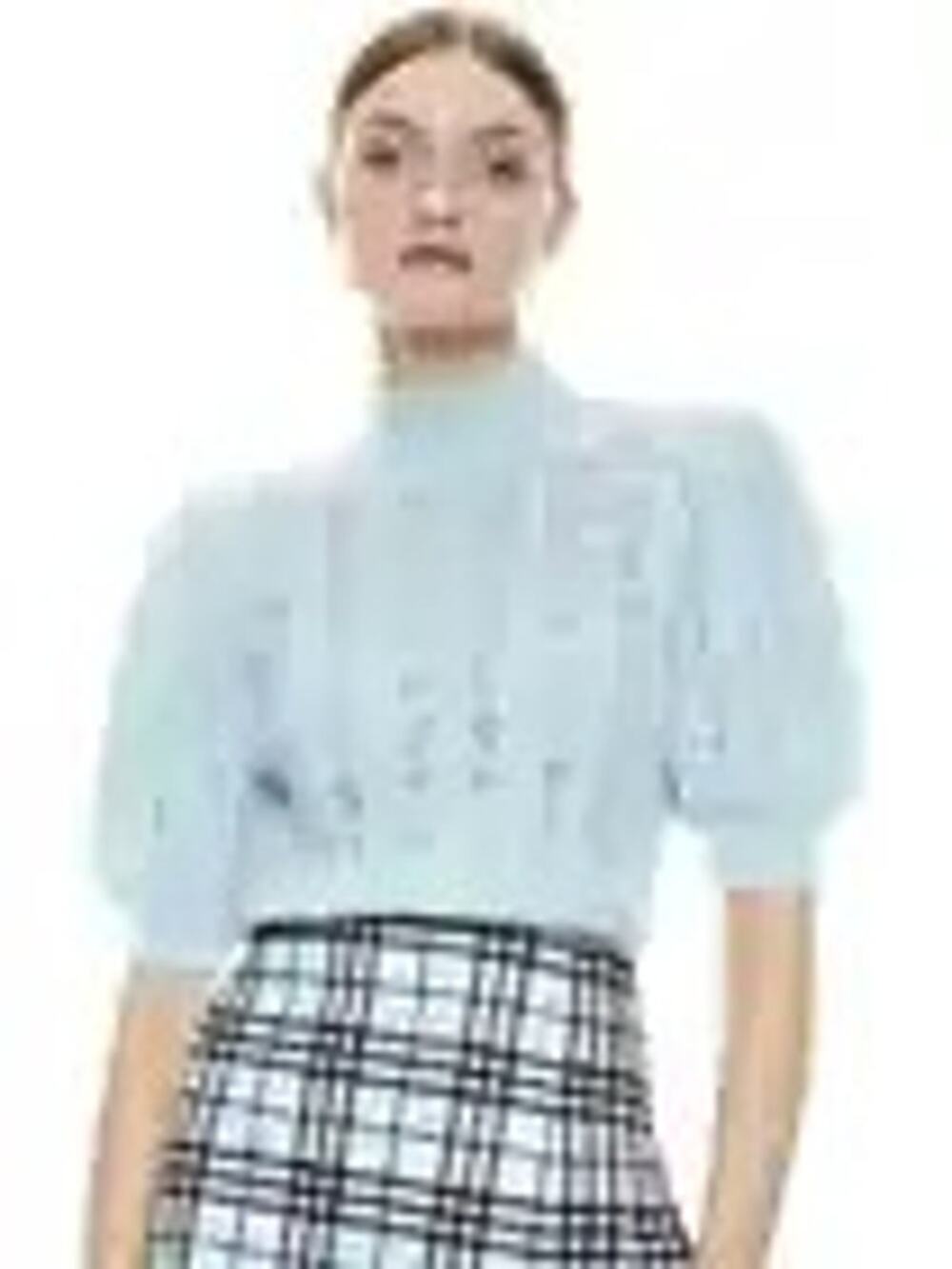 Alice +Olivia Kyoko Turtleneck Cable-Knit Puff Sleeve Pullover Sweater Medium
